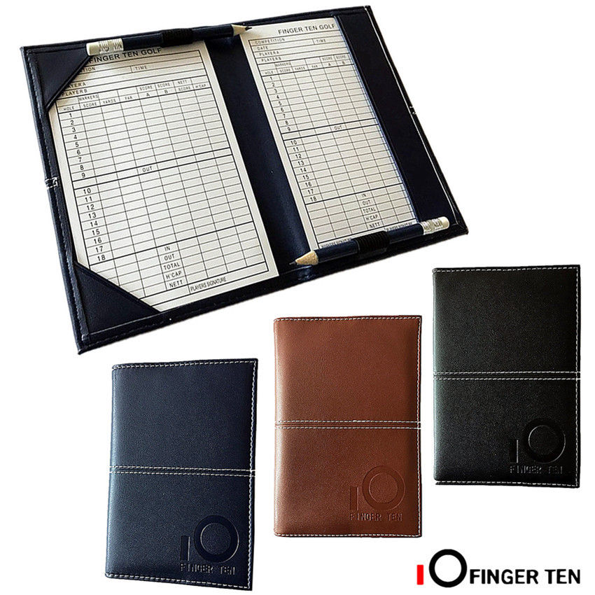 PU Leather Cover Golf Scorecard Holder Scoring Book Wallet Training Aids Score Card with 2 Paper Deluxe Stat Tracker 1 Pc Gifts