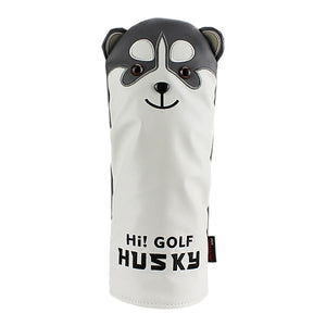 Golf Club Headcover Lovely Husky Golf Driver Head Cover Cartoon Animal #1 #3 #5 #7 Woods PU Leather HeadCover Dustproof Covers