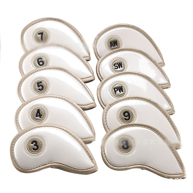 10pcs 3/4/5/6/7/8/9/PW/AW/SW Printed Soft PU Golf Iron Club Head Ball Putter Protection Cover Golf Training Aids Gift for Golfer