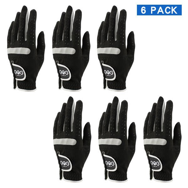 6 PCS GOG Men's golf gloves Breathable Black Soft Fabric Golf Glove Wear On Left Hand Drop Ship