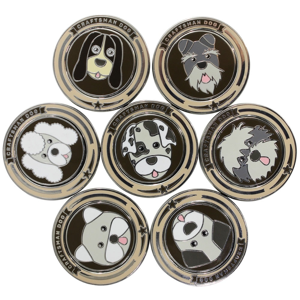 Craftsman Golf Ball Markers Doggie Pattern Magnetic Stainless Steel High Quality Cute and Fun