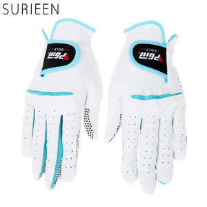 SURIEEN 1 pair Cabretta Leather Women Golf Gloves Breathable Soft Sport Gloves Genuine Female Model Leather Golf Gloves Non-Slip