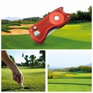 New Foldable Golf Pitchfork Putting Green Fork Golf Training Aids Pitch Alloy Tool Stainless Steel Golf Divot Repair Tool
