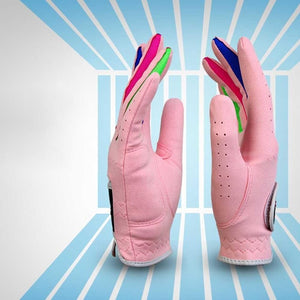 CRESTGOLF Golf Gloves Microfiber Unisex Junior Golf Gloves, Pink and White Color for Your Choice,pack of 1 Pair Golf Accessories